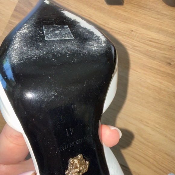 Versace White Pointed Toe Slingback Heels - Picture 6 of 9